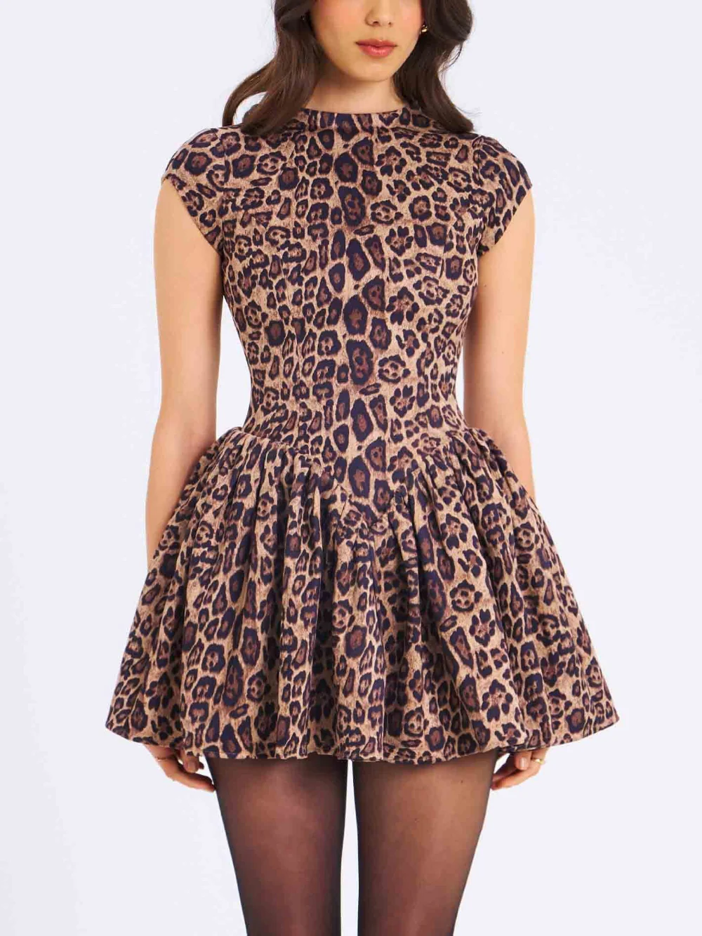 Leopard Print Ruched Asymmetrical Dress