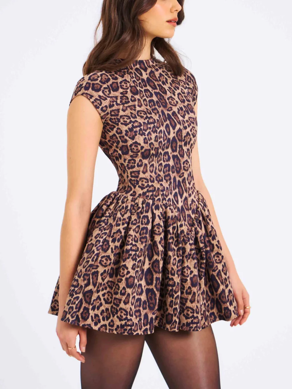 Leopard Print Ruched Asymmetrical Dress